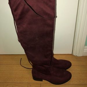 Burgundy Thigh High Boots